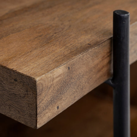 Maddox Medium Brown Wood w/ Black Metal U-shaped End/Side Table by Mercana at Eve Furniture