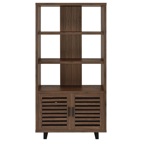 Maddox Walnut 71-inch 3-shelf Cabinet Bookcase by Coaster at Eve Furniture