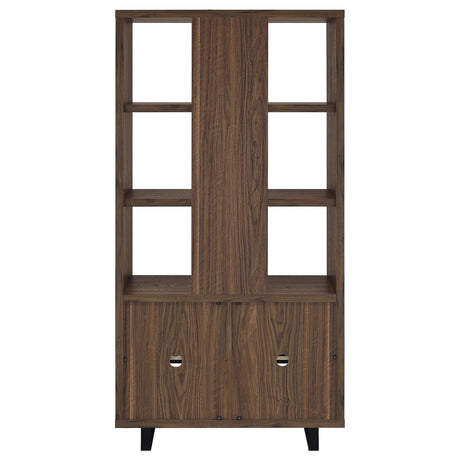 Maddox Walnut 71-inch 3-shelf Cabinet Bookcase by Coaster at Eve Furniture