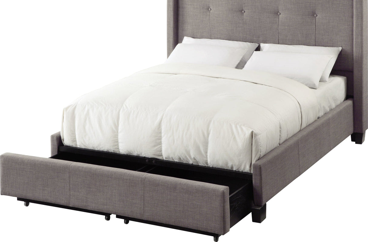Madeleine Dolphin Linen Queen Wingback Platform Storage Bed