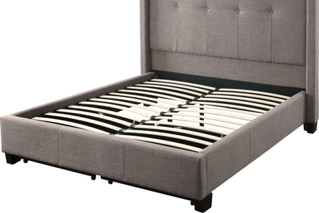 Madeleine Dolphin Linen Queen Wingback Platform Storage Bed by Modus Furniture at Eve Furniture