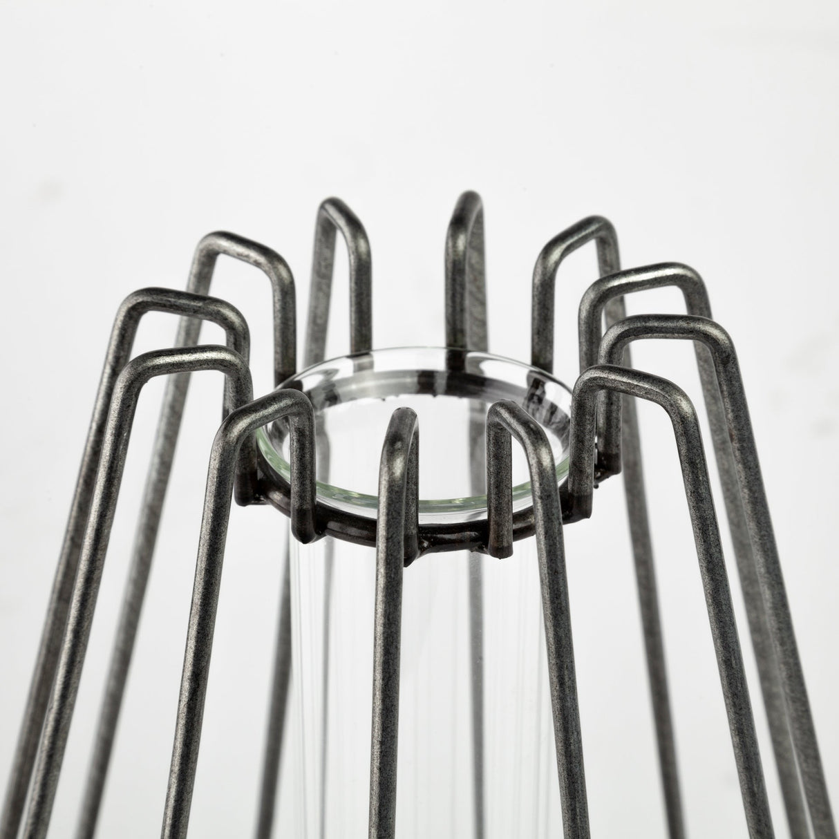 Madeline II Large Gunmetal Gray Metal Glass Test Tube Vase by Mercana at Eve Furniture