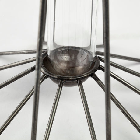Madeline II Large Gunmetal Gray Metal Glass Test Tube Vase by Mercana at Eve Furniture