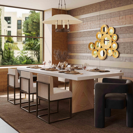 Madeline White Gloss and Natural Ash 92" Rectangular Dining Table by TOV Furniture at Eve Furniture