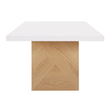 Madeline White Gloss and Natural Ash 92" Rectangular Dining Table by TOV Furniture at Eve Furniture