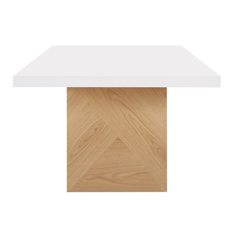 Madeline White Gloss and Natural Ash 92" Rectangular Dining Table by TOV Furniture at Eve Furniture