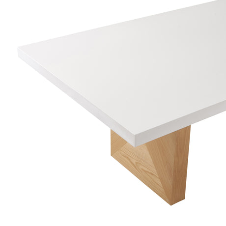 Madeline White Gloss and Natural Ash 92" Rectangular Dining Table by TOV Furniture at Eve Furniture