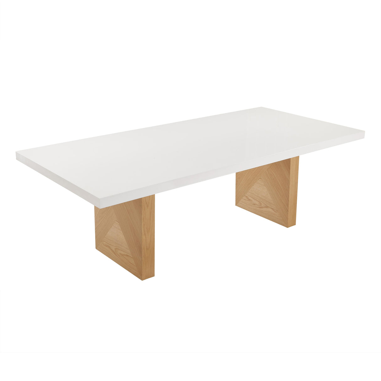 Madeline White Gloss and Natural Ash 92" Rectangular Dining Table by TOV Furniture at Eve Furniture