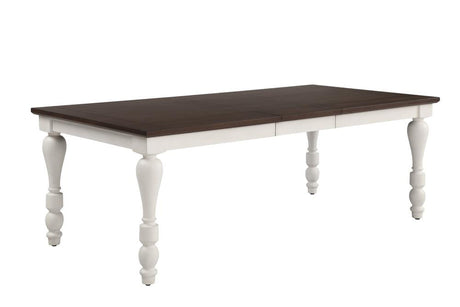 Madelyn Dark Cocoa/Coastal White Dining Table with Extension Leaf