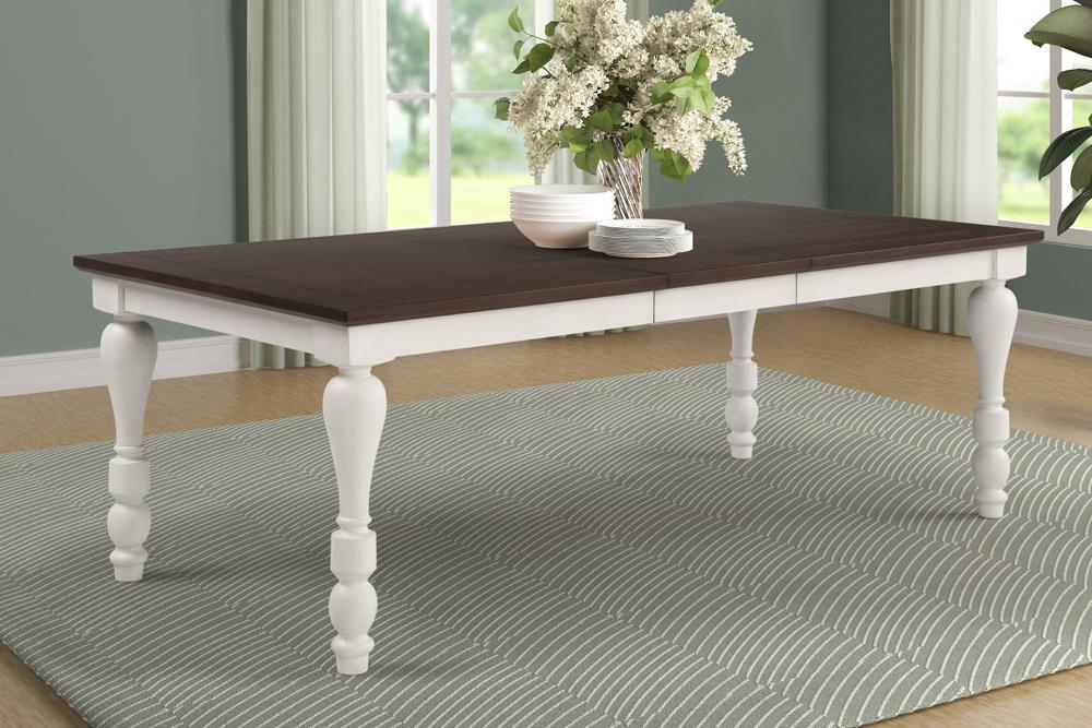 Madelyn Dark Cocoa/Coastal White Dining Table with Extension Leaf