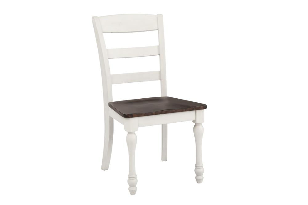 Madelyn Dark Cocoa/Coastal White Ladder Back Side Chairs, Set of 2