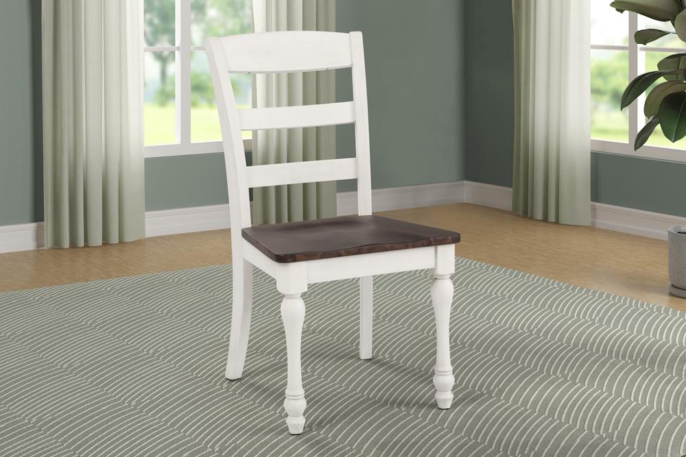 Madelyn Dark Cocoa/Coastal White Ladder Back Side Chairs, Set of 2