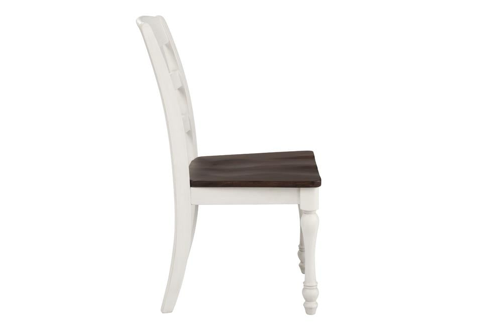 Madelyn Dark Cocoa/Coastal White Ladder Back Side Chairs, Set of 2