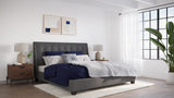 Madera Upholstered California King Platform Bed in Dark Charcoal by Modus Furniture at Eve Furniture