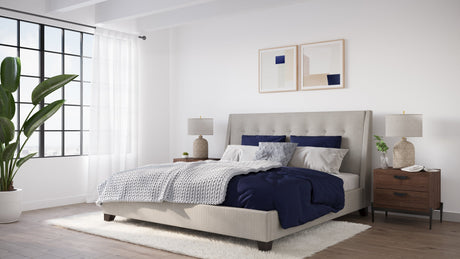 Madera Upholstered Queen Platform Bed in Putty by Modus Furniture at Eve Furniture