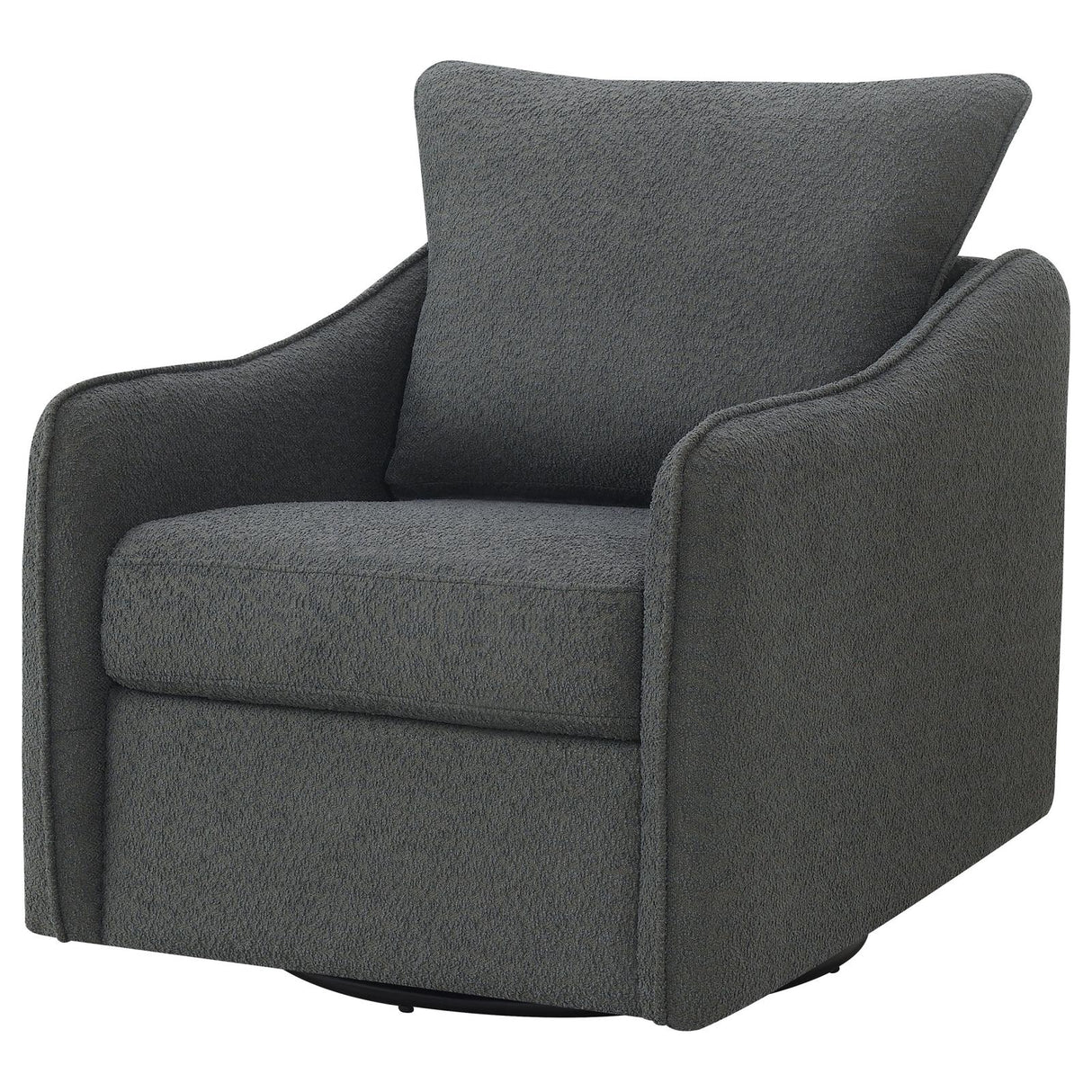 Madia Charcoal Grey Boucle Upholstered Swivel Glider Chair