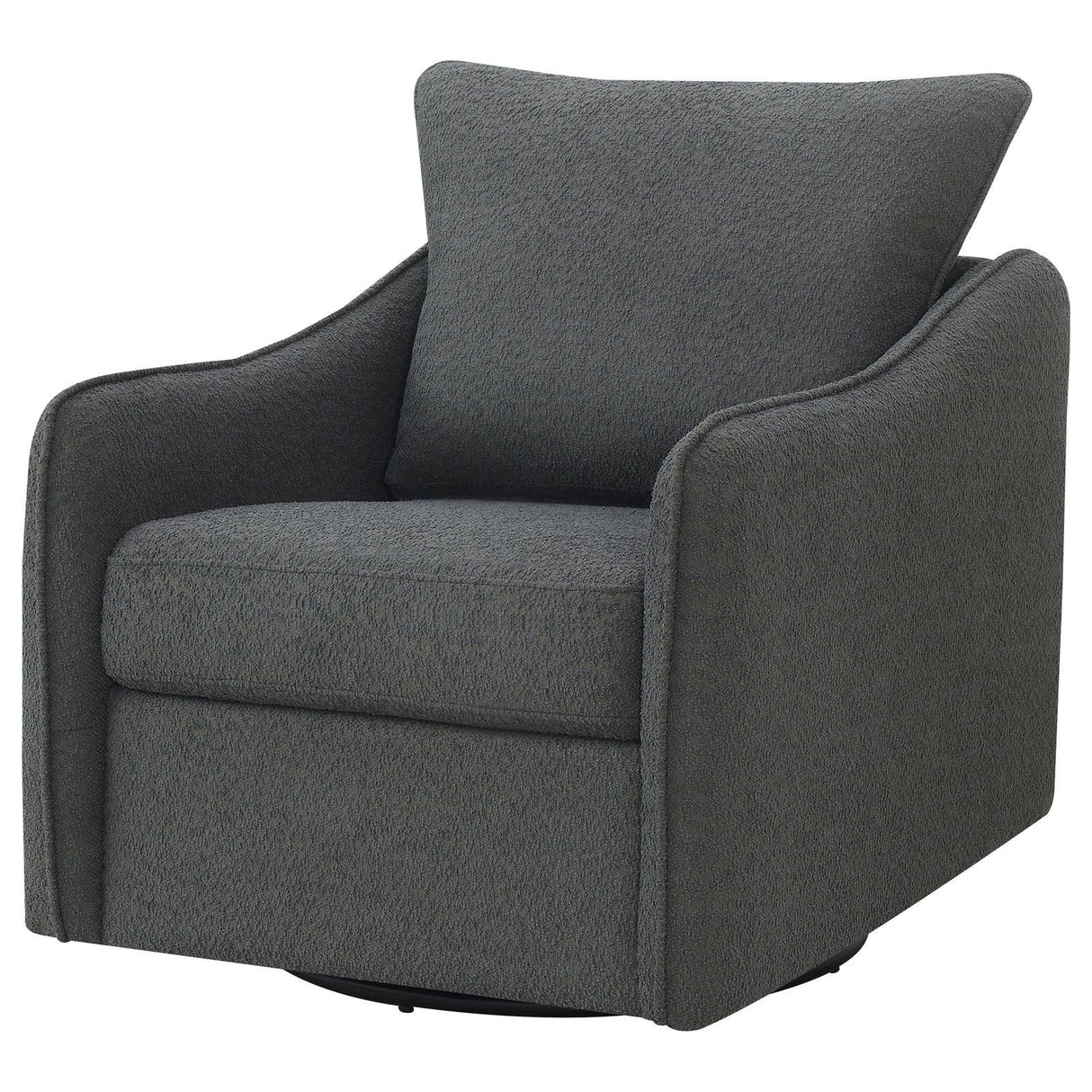 Madia Charcoal Gray Boucle Upholstered Swivel Glider Chair by Coaster at Eve Furniture