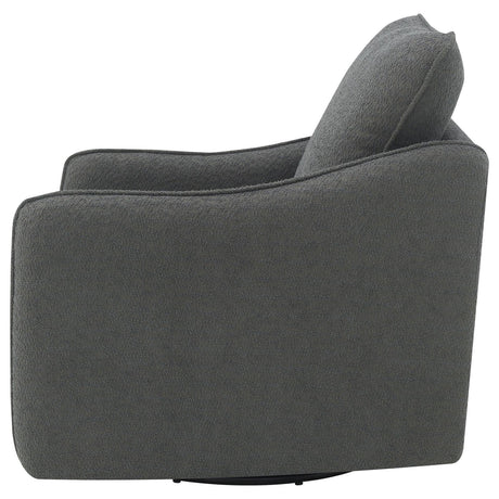 Madia Charcoal Gray Boucle Upholstered Swivel Glider Chair by Coaster at Eve Furniture