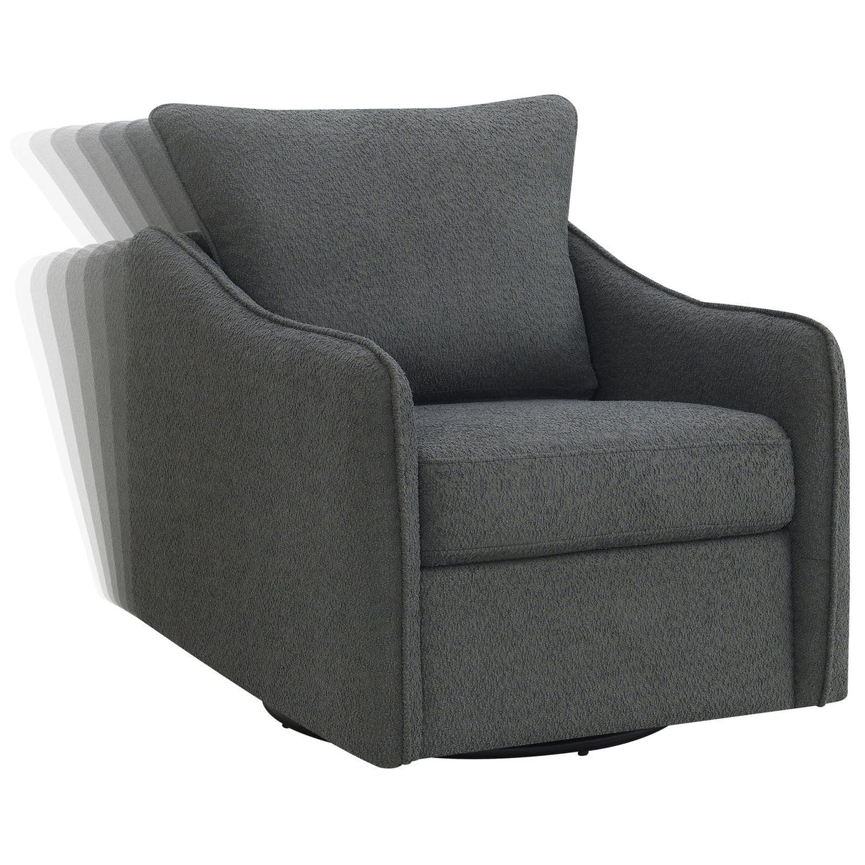 Madia Charcoal Gray Boucle Upholstered Swivel Glider Chair by Coaster at Eve Furniture