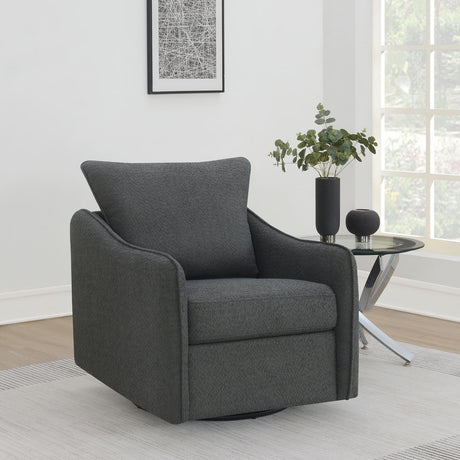 Madia Charcoal Gray Boucle Upholstered Swivel Glider Chair by Coaster at Eve Furniture