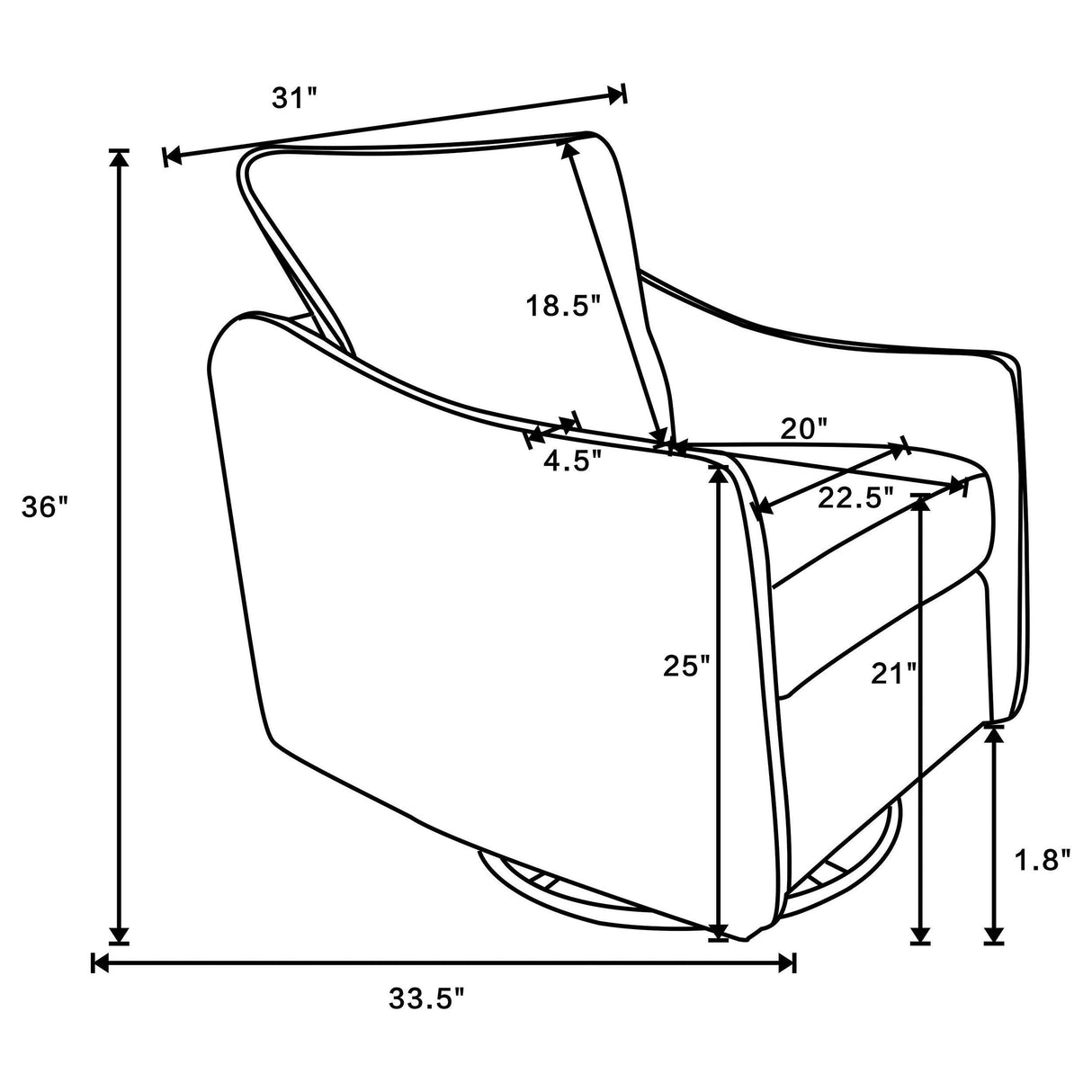 Madia Vanilla Upholstered Slope Arm Swivel Club Chair by Coaster at Eve Furniture