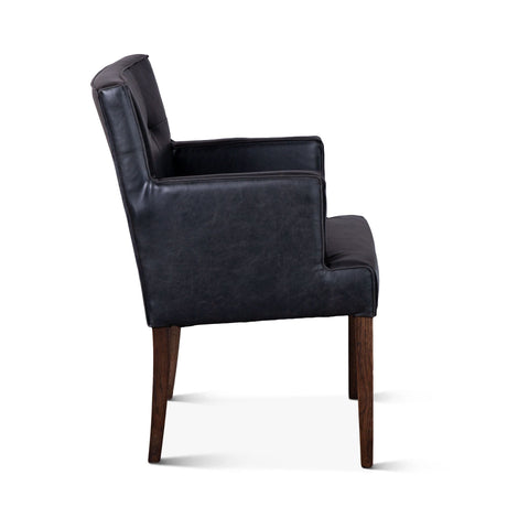 Madison 24" Dining Armchair in Black Eco Leather with Dark Legs by Home Trends & Design at Eve Furniture