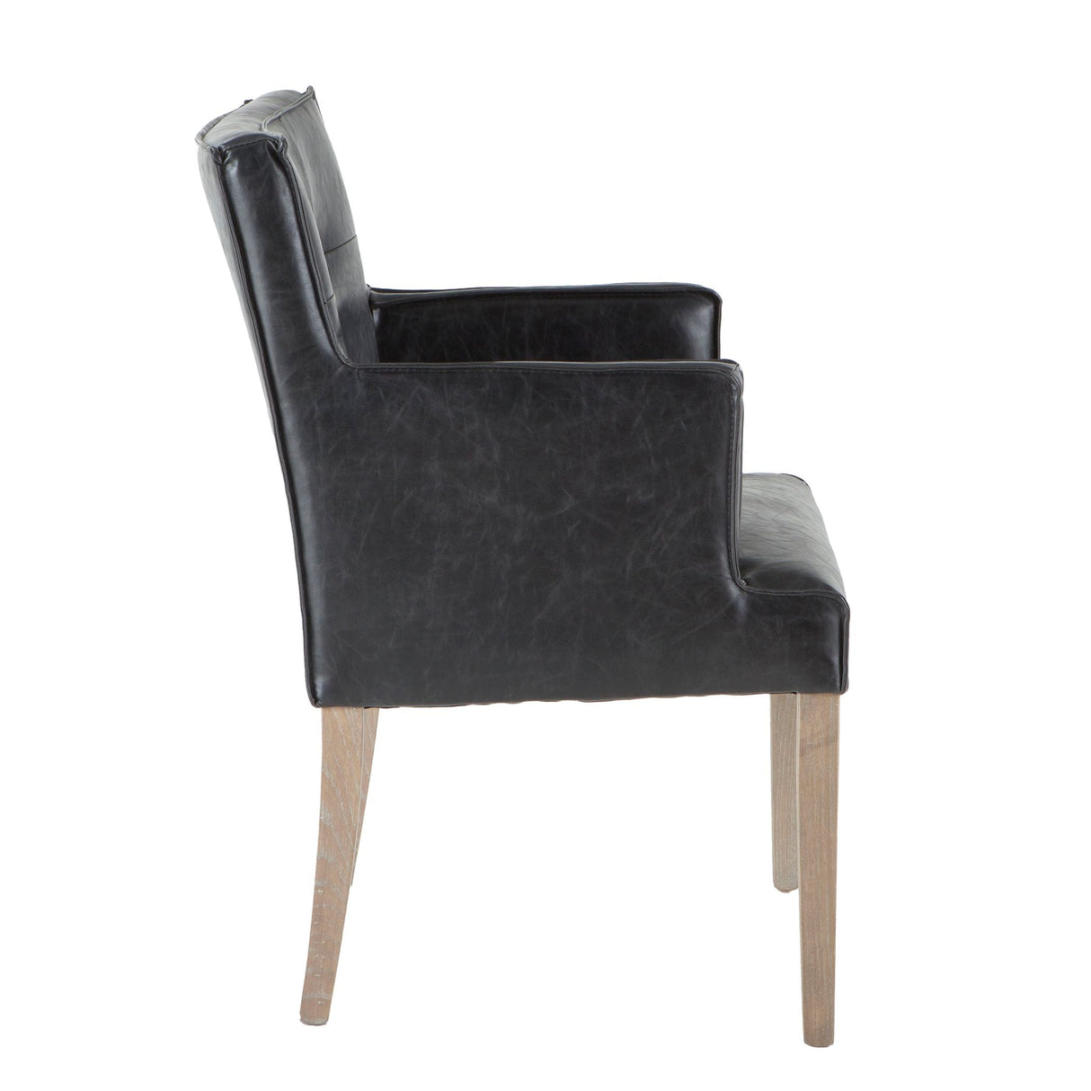 Madison 24" Dining Armchair in Black Eco Leather with Light Legs by Home Trends & Design at Eve Furniture