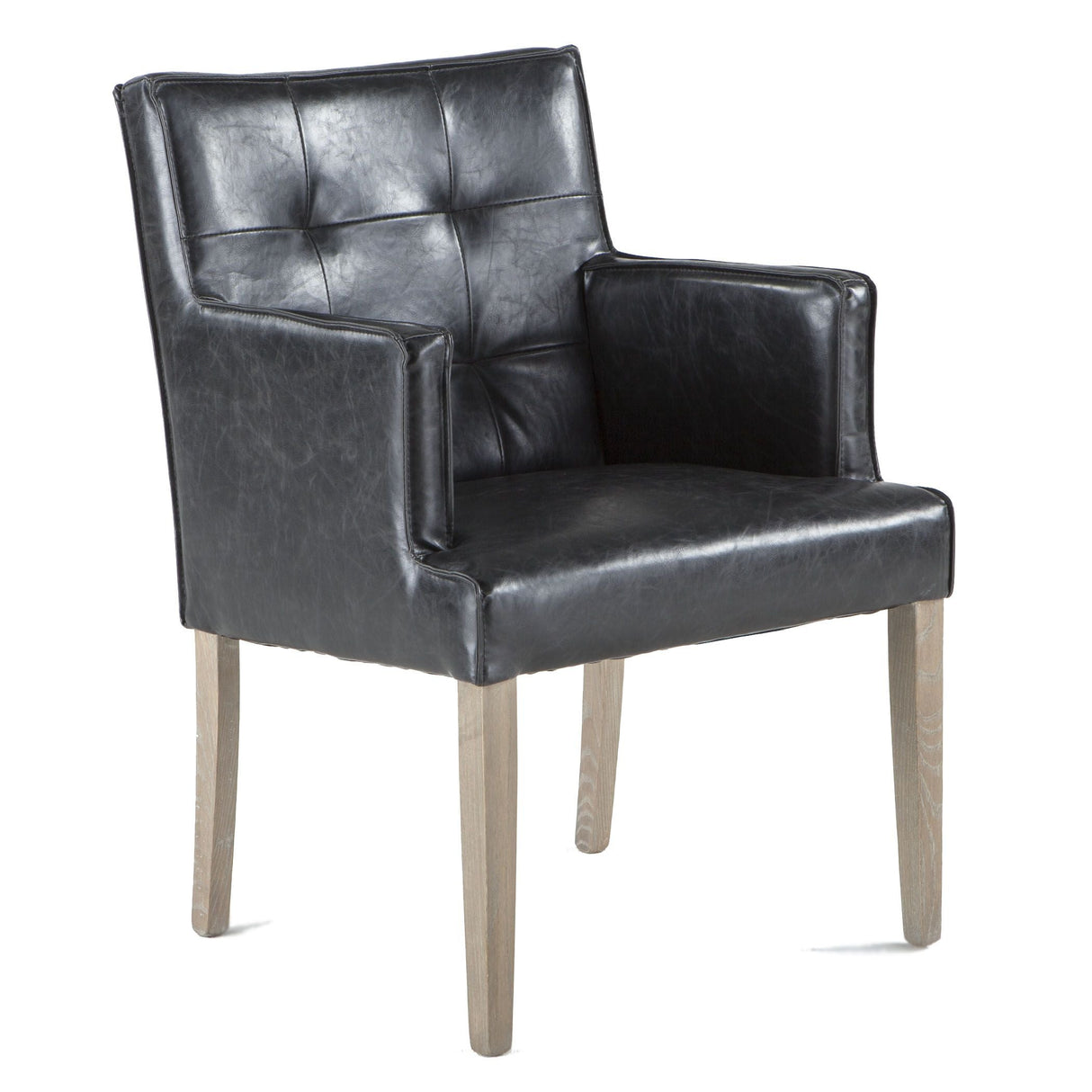 Madison 24" Dining Armchair in Black Eco Leather with Light Legs by Home Trends & Design at Eve Furniture