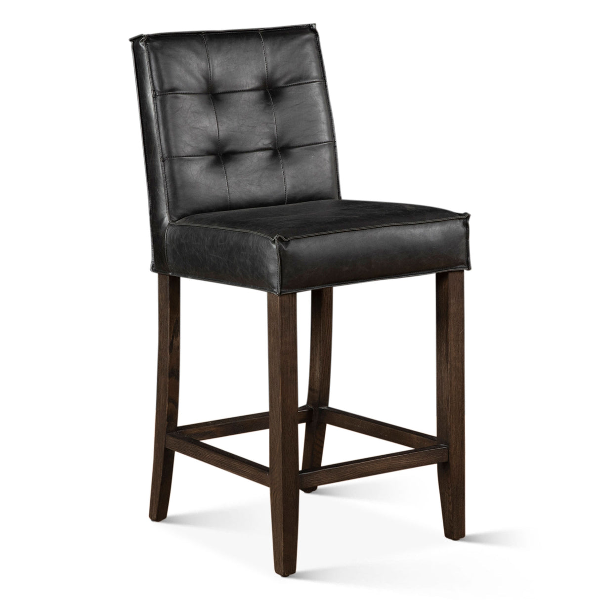 Madison Counter Chair in Black Leather with Dark Legs by Home Trends & Design at Eve Furniture