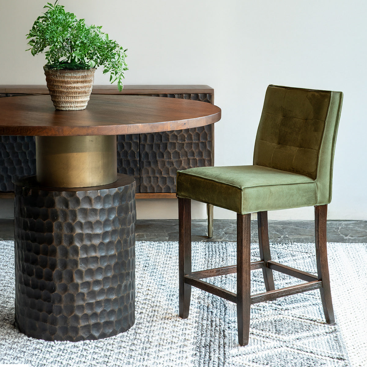 Madison Counter Chair in Green Eco Suede with Dark Legs by Home Trends & Design at Eve Furniture
