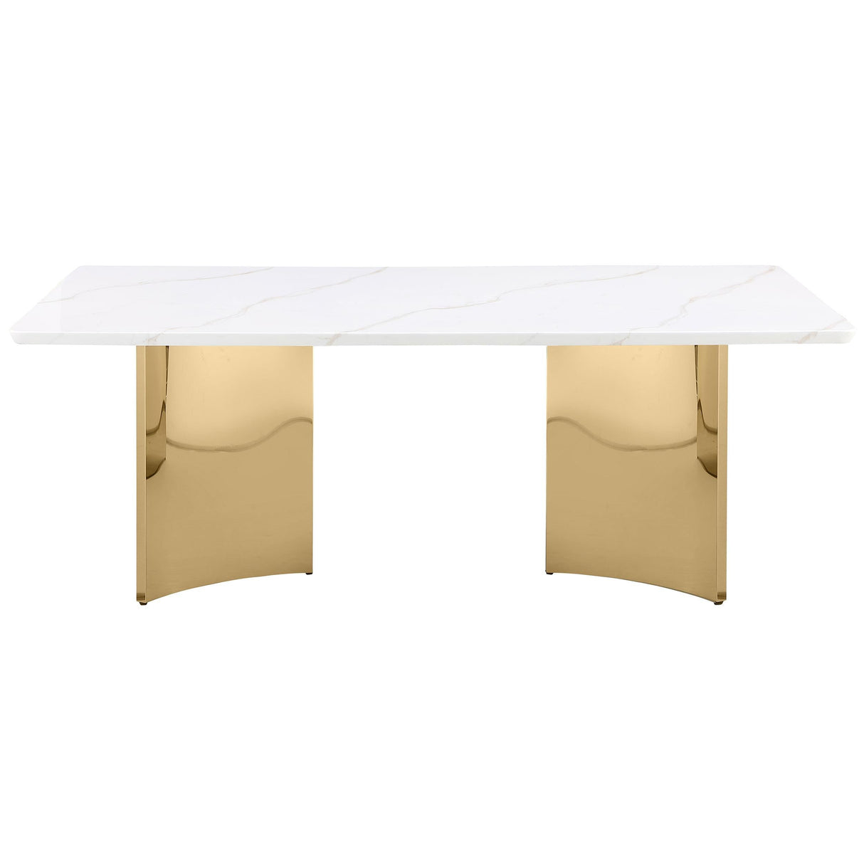 Madison Rectangular Stone Top Stainless Steel Dining Table White