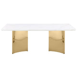 Madison Rectangular Stone Top Stainless Steel Dining Table White