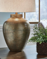 Madney Antique Gold Finish Table Lamp by Ashley at Eve Furniture