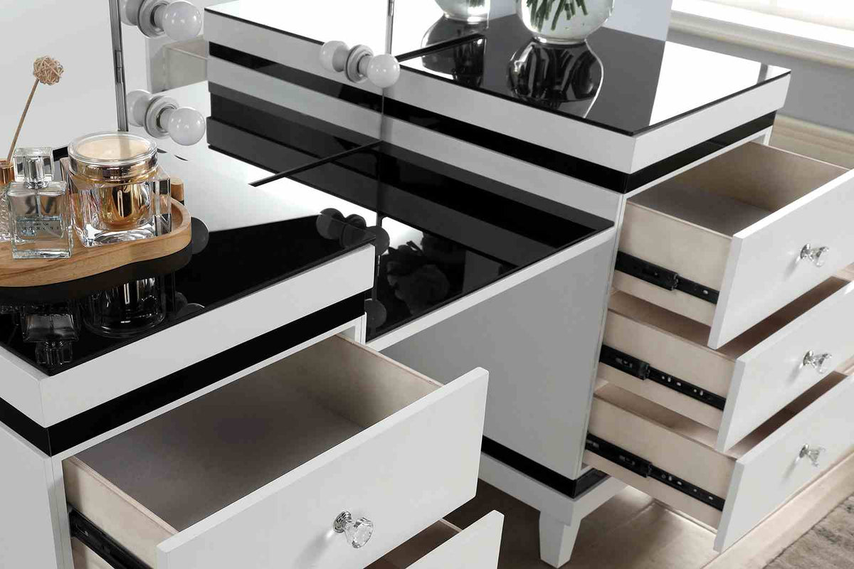 Madonna White/Black Vanity Set by Furniture of America at Eve Furniture