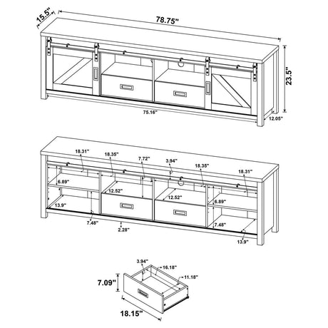 Madra Rectangular TV Console with 2 Sliding Doors by Coaster at Eve Furniture