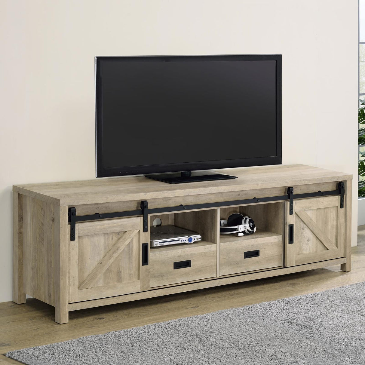 Madra Rectangular TV Console with 2 Sliding Doors by Coaster at Eve Furniture