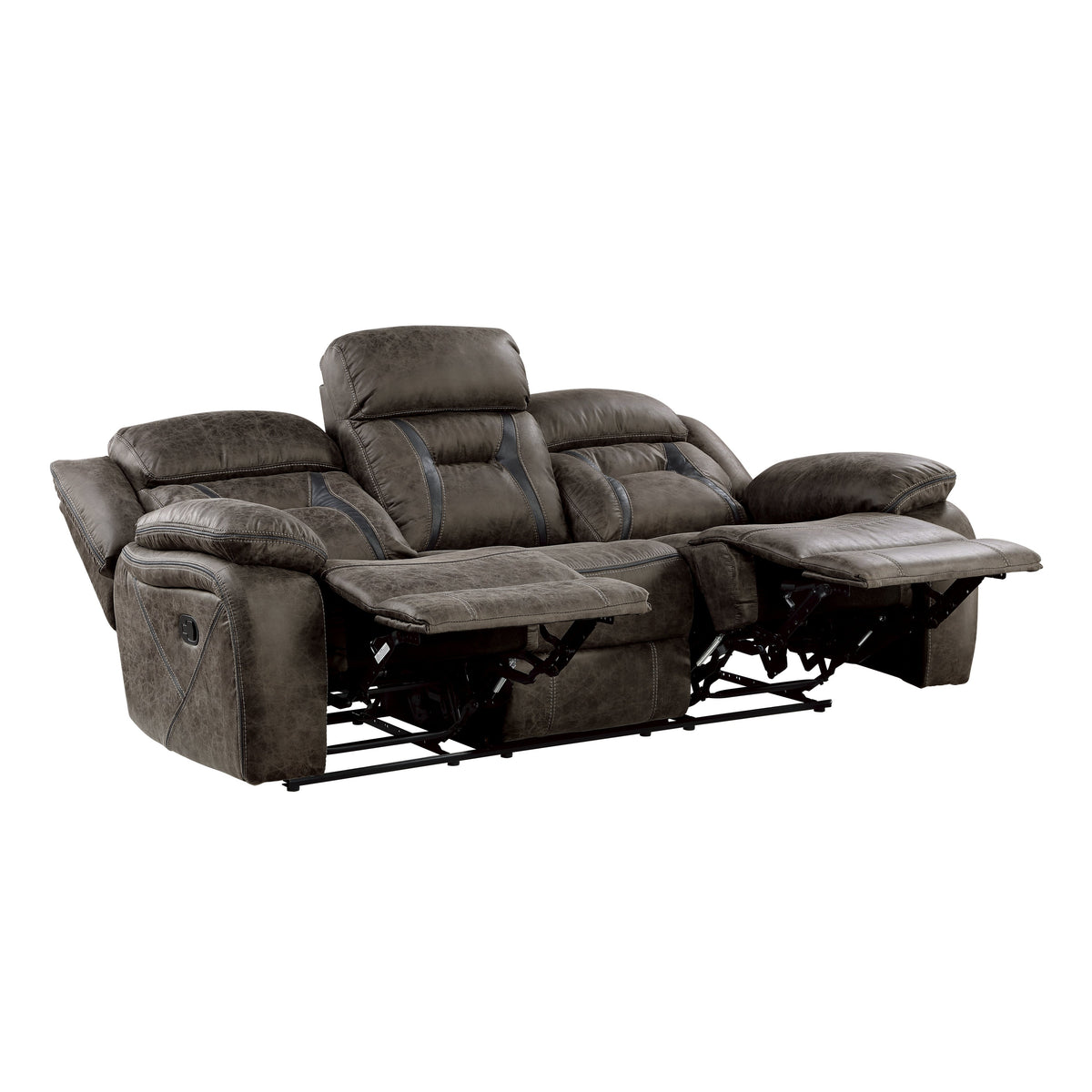 Madrona Dark Brown 2-Piece Double Reclining Set by Homelegance at Eve Furniture