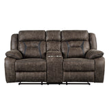Madrona Dark Brown 2-Piece Double Reclining Set by Homelegance at Eve Furniture