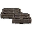 Madrona Dark Brown 2-Piece Double Reclining Set by Homelegance at Eve Furniture
