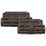 Madrona Dark Brown 2-Piece Double Reclining Set by Homelegance at Eve Furniture