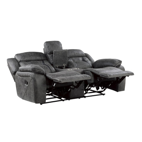 Madrona Gray 2-Piece Double Reclining Set by Homelegance at Eve Furniture