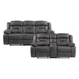 Madrona Gray 2-Piece Double Reclining Set by Homelegance at Eve Furniture