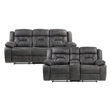Madrona Gray 2-Piece Double Reclining Set by Homelegance at Eve Furniture
