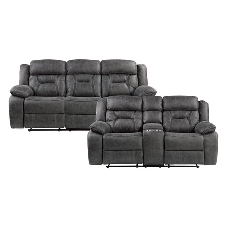 Madrona Gray 2-Piece Double Reclining Set by Homelegance at Eve Furniture