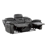 Madrona Hill Gray Double Reclining Sofa by Homelegance at Eve Furniture