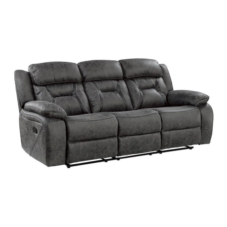 Madrona Hill Gray Double Reclining Sofa by Homelegance at Eve Furniture