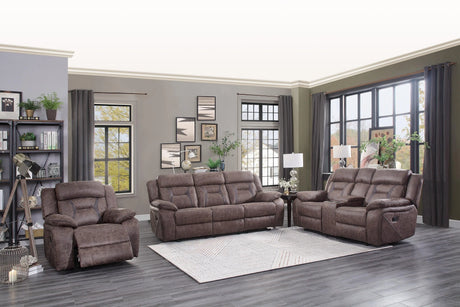Madrone Reclining Brown Leather Living Room Set by Homelegance at Eve Furniture