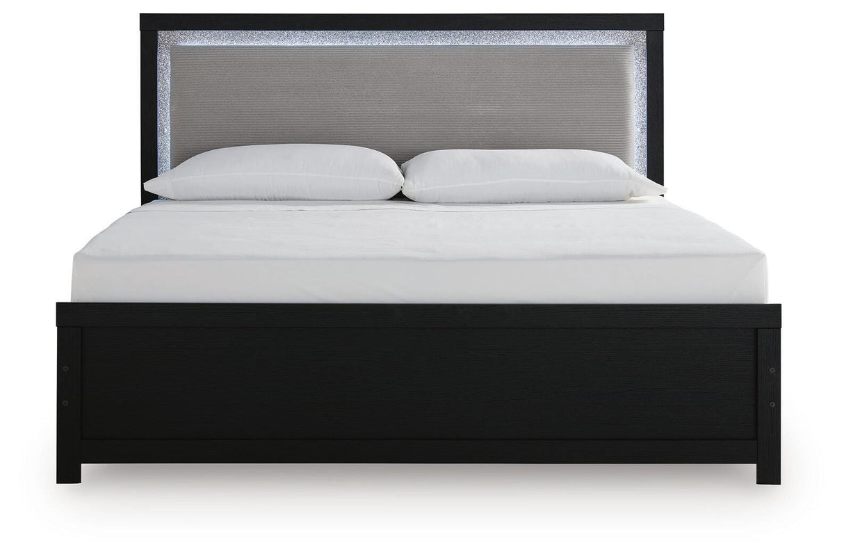 Maeling Black King Upholstered Panel Bed by Ashley at Eve Furniture