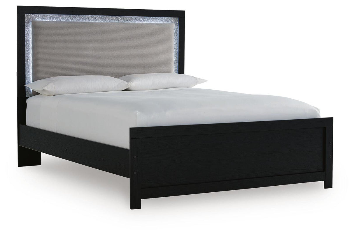 Maeling Black Queen Upholstered Panel Bed by Ashley at Eve Furniture