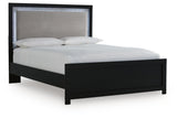 Maeling Black Queen Upholstered Panel Bed by Ashley at Eve Furniture